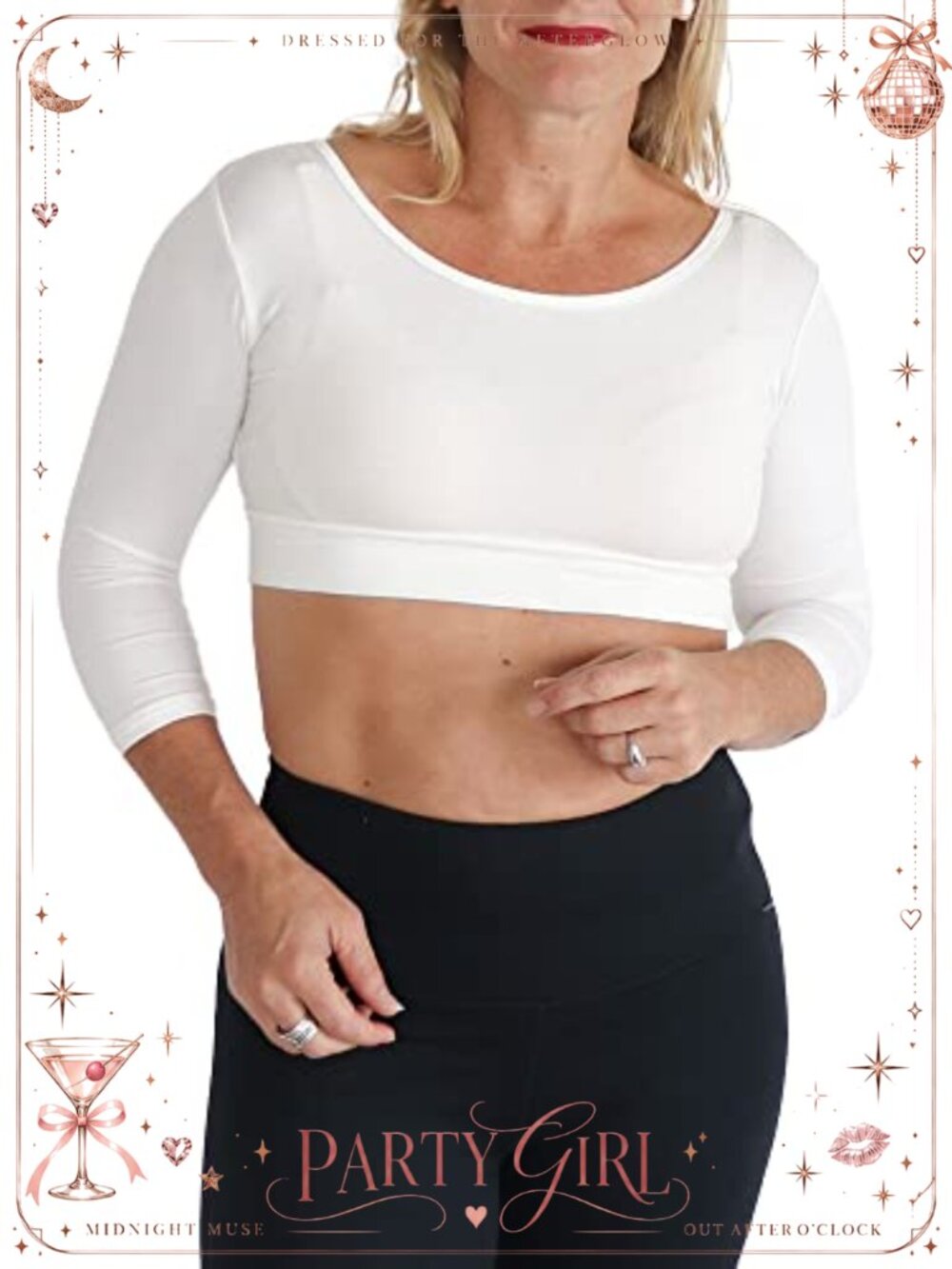 Reversible 3/4 Sleeve Crop Top Layering Tee Demi Cami Maternity